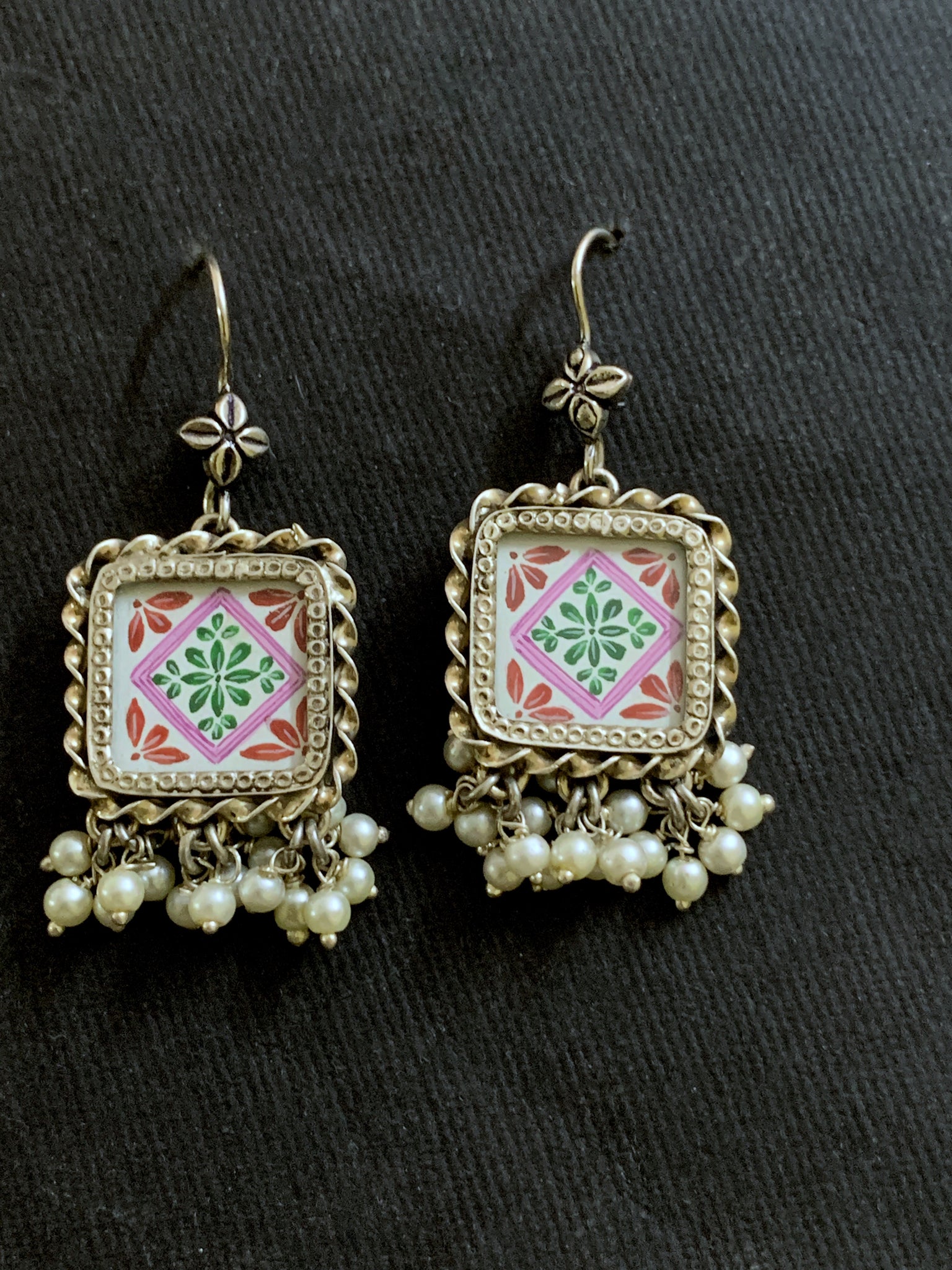 Square Handpainted Earrings
