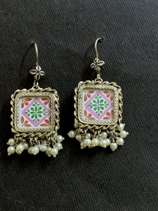 Square Handpainted Earrings