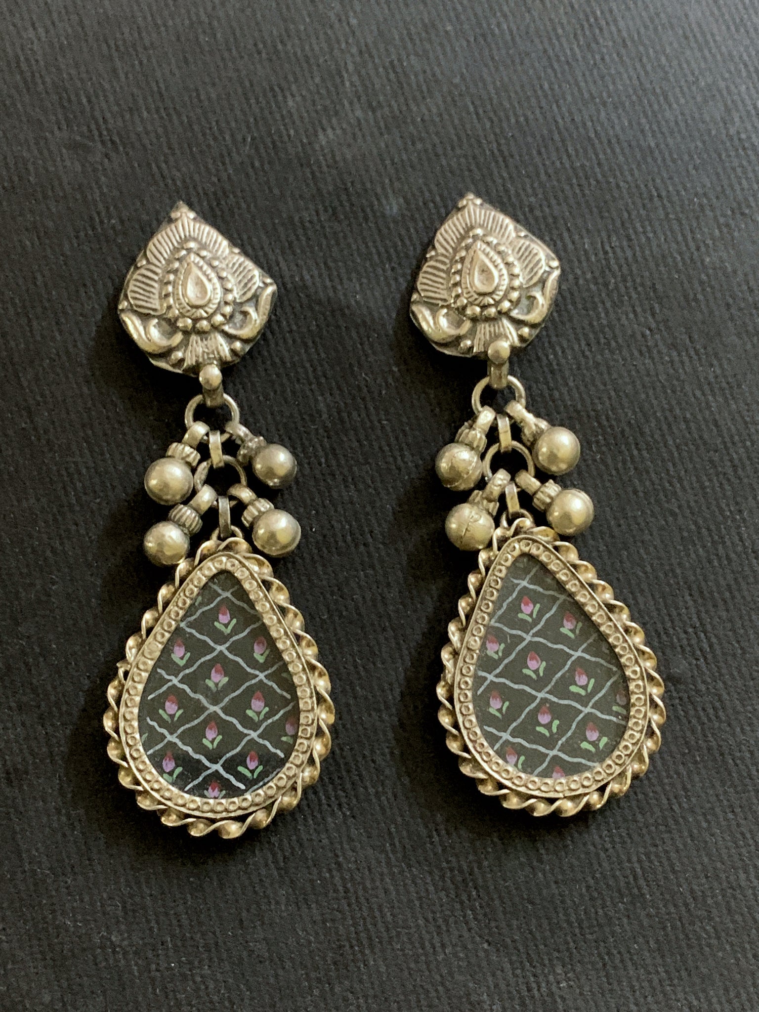Handpainted Black Earrings
