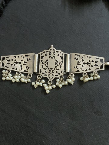 Silver Cutwork Choker