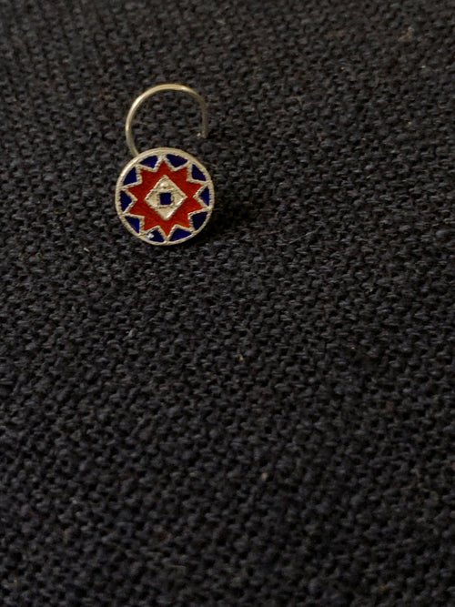 Blue Maroon Star Enamled Nosepin