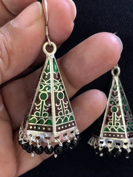 Green Brown Cone Jhumka