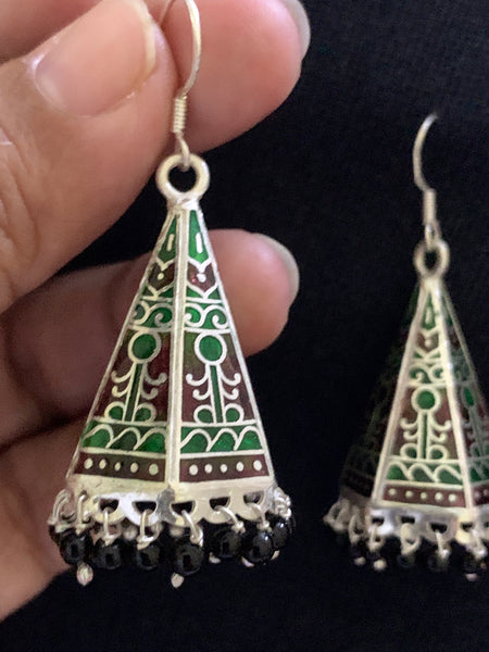 Green Brown Cone Jhumka