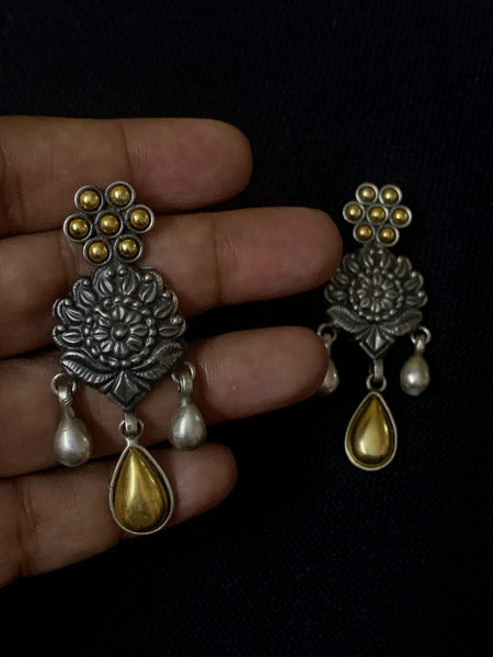 Silver With Dual Tone Earrings