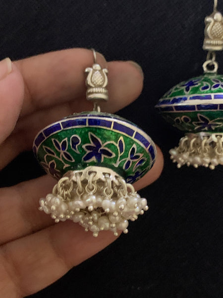 Green Blue Dome Jhumka