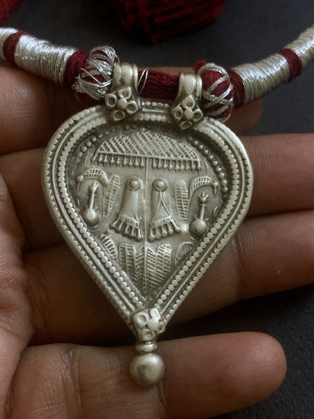Vintage Vishnu Feet Silver Pendant