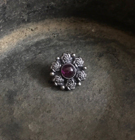 Ornate Silver Nose Pin -30