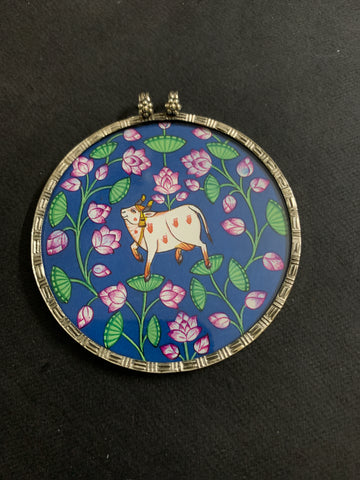 Hand Painted Pichwai Silver Pendant