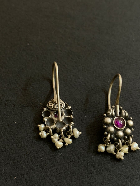 Silver Flower Leaf Earrings