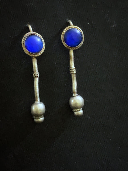 Vintage Blue Glass Earrings