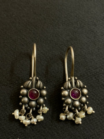 Silver Flower Leaf Earrings