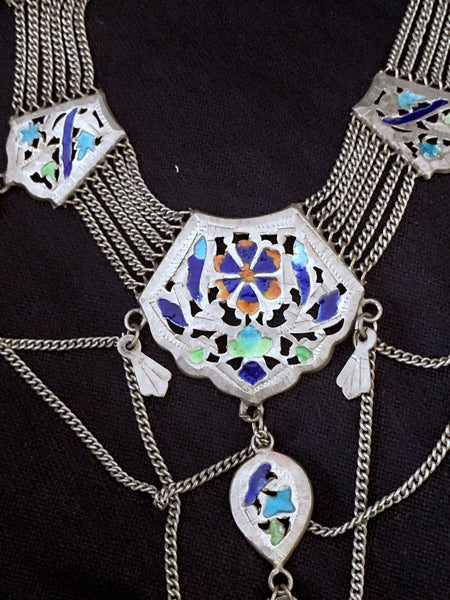 Vintage Silver Enamelled Necklace