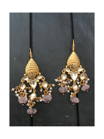 Gold Polish  And Rose Quartz Earrings