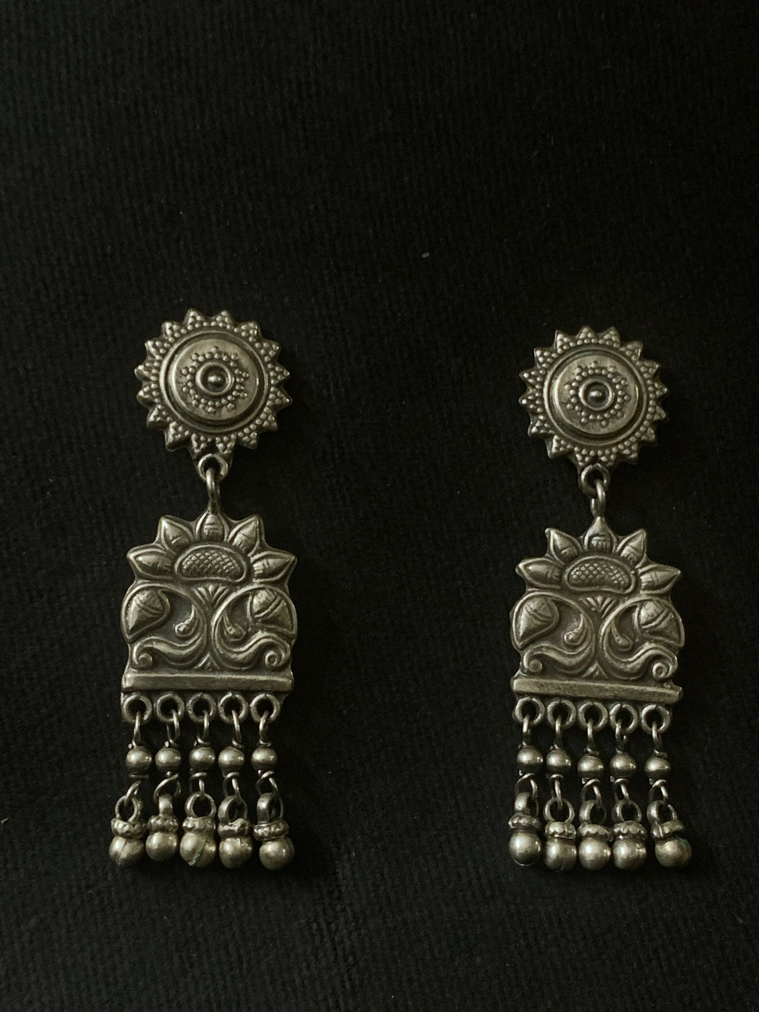 Silver Beaded Danglers