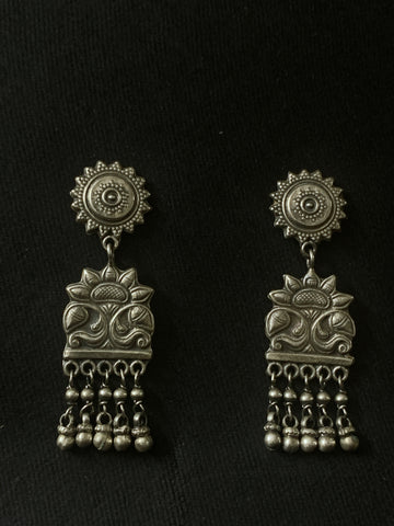 Silver Beaded Danglers