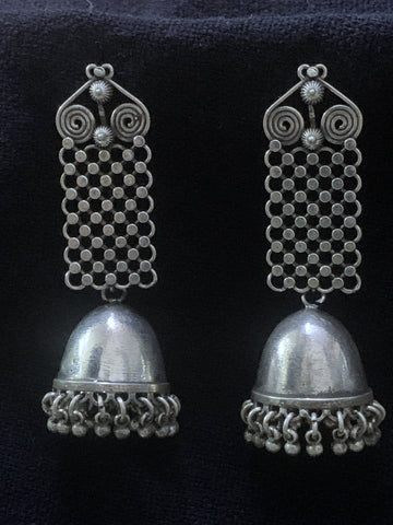 Silver Jali Top Jhumka