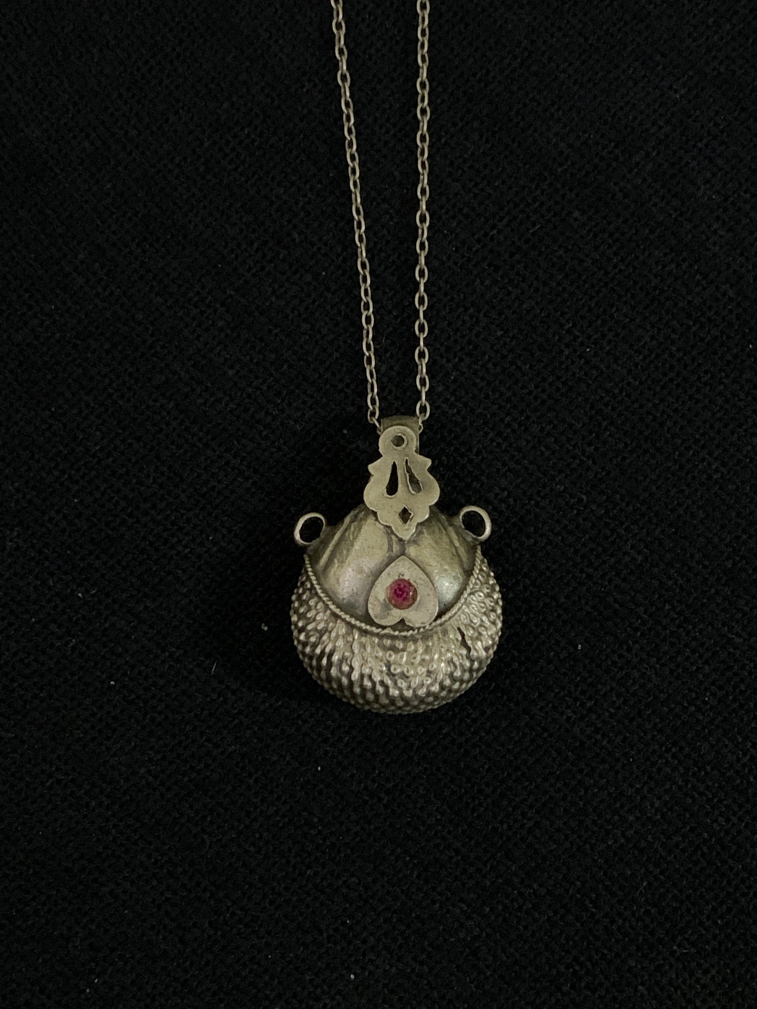 Silver Stamped Gajra Pendant