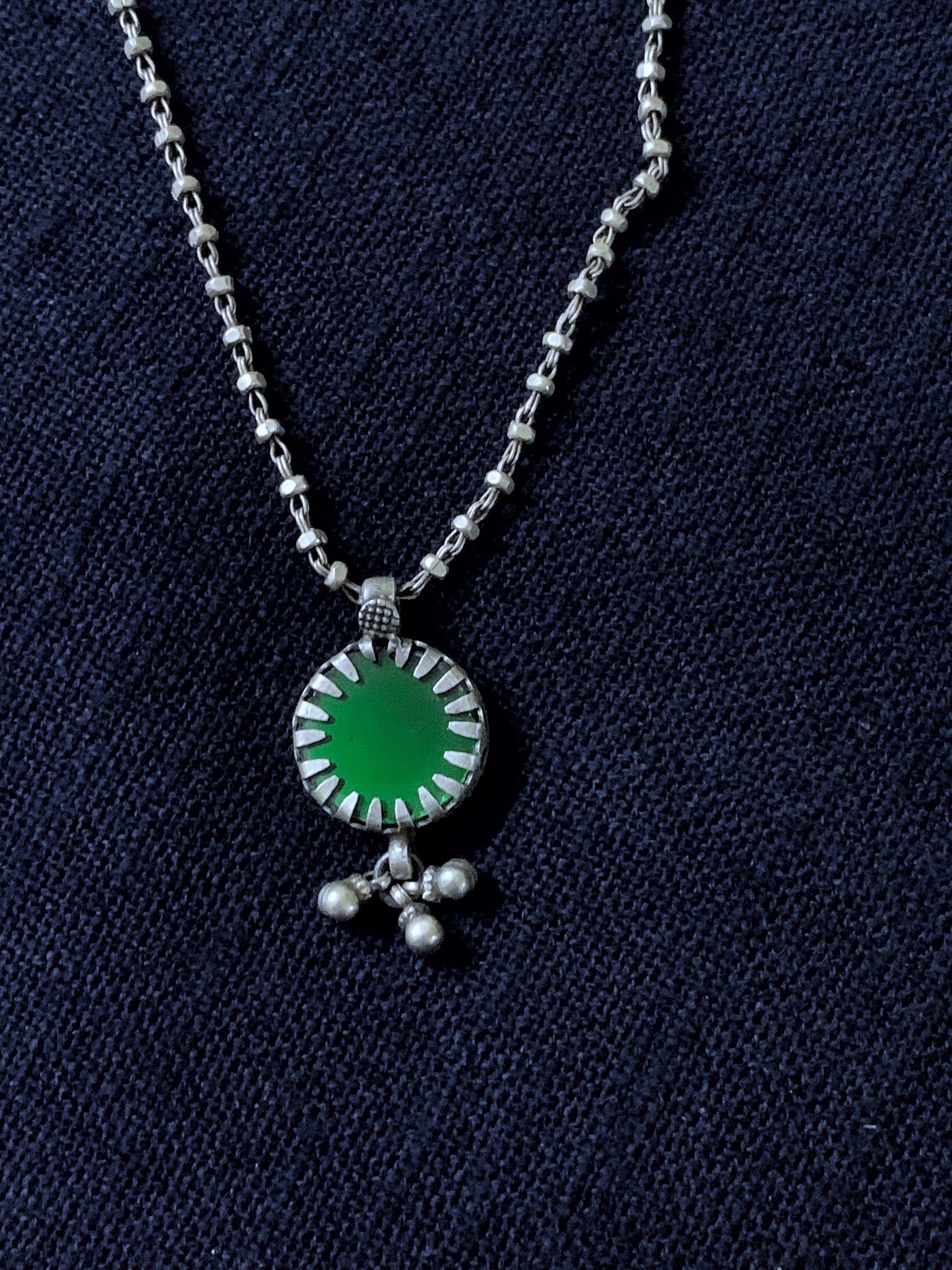 Silver Green Round Pendant