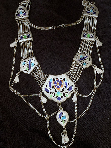 Vintage Silver Enamelled Necklace