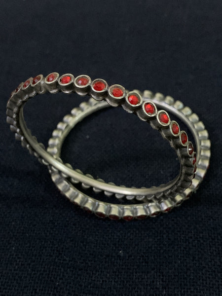 Silver with Glass Bangles