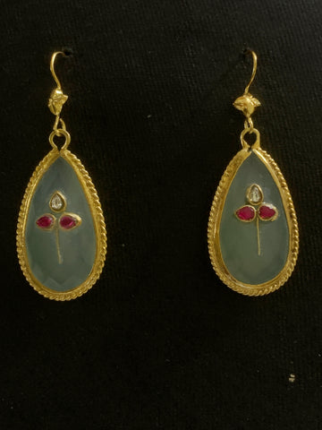 Jade Silver Kundan Earrings