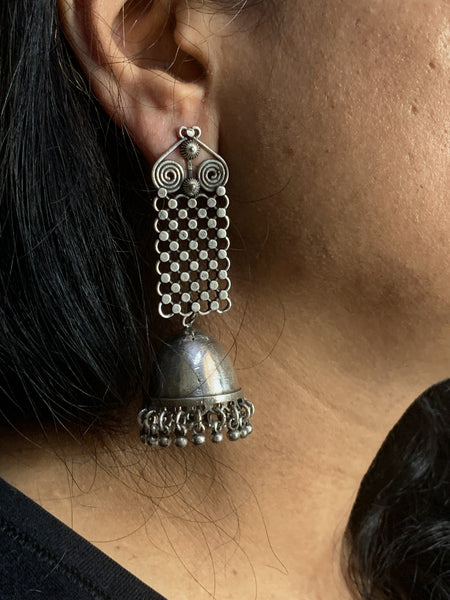 Silver Jali Top Jhumka