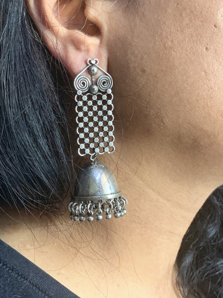 Silver Jali Top Jhumka