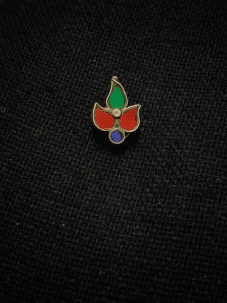 3 Leaf Coloured Glass Nosepin
