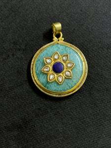 Gold polished Amazonite Pendant