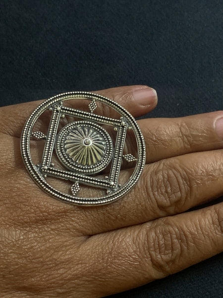Silver Geometric Finger Ring
