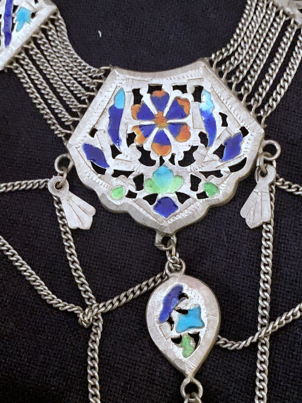 Vintage Silver Enamelled Necklace