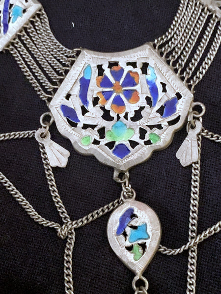 Vintage Silver Enamelled Necklace