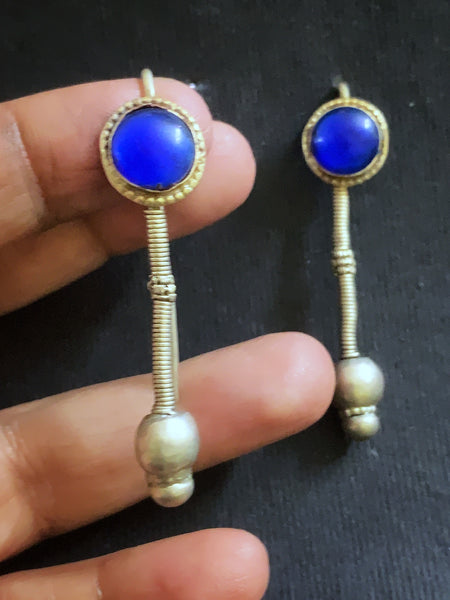 Vintage Blue Glass Earrings