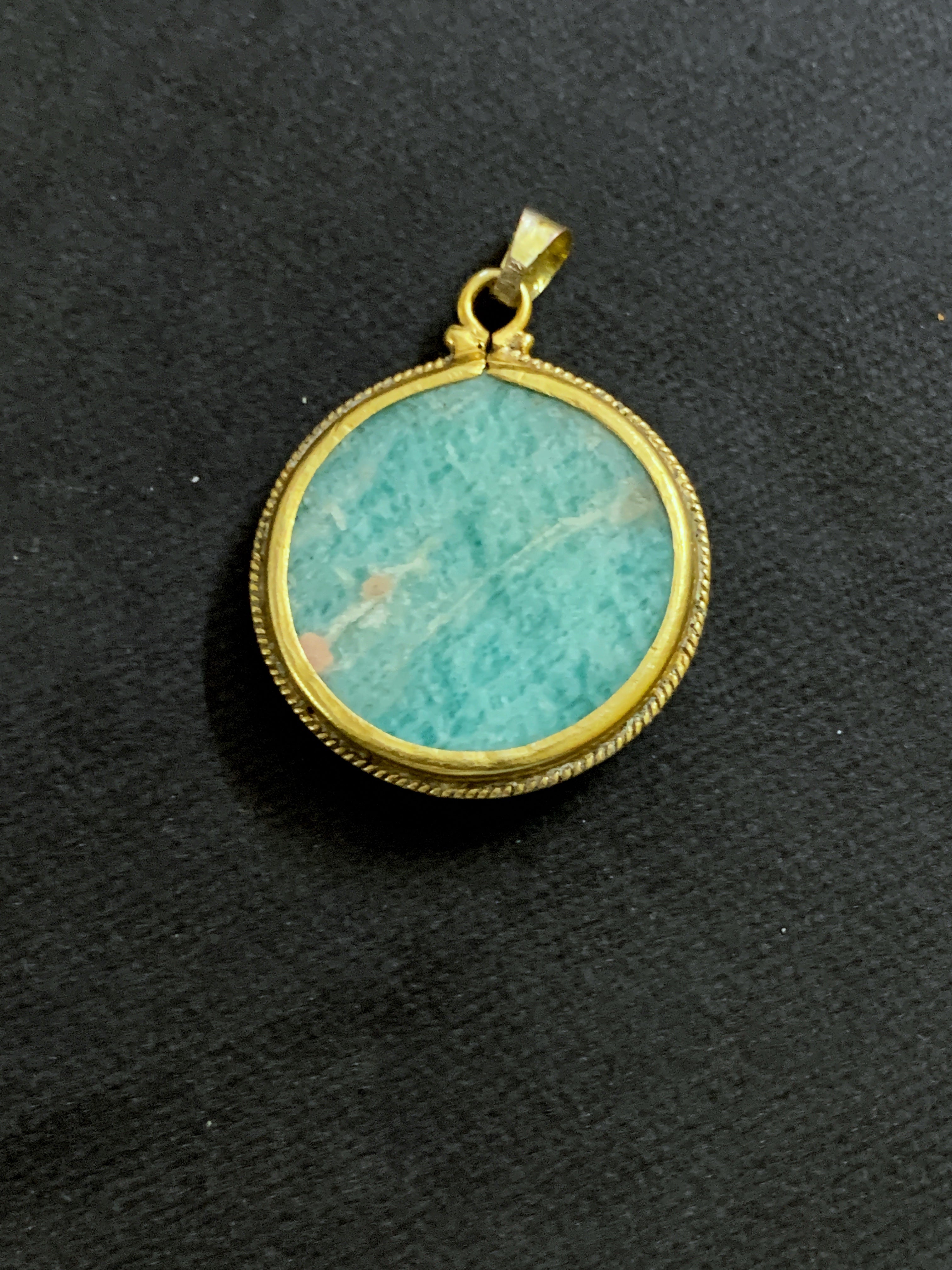 Gold polished Amazonite Pendant