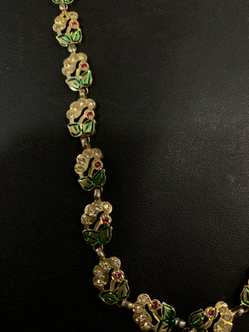 Silver Gilded Meenakari chain