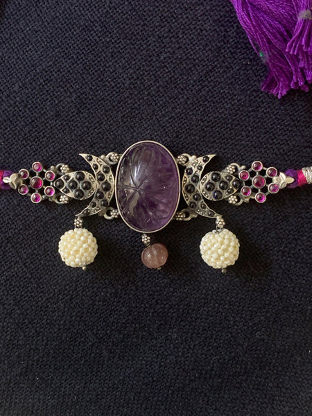 Amethyst With Blue Spinel Choker