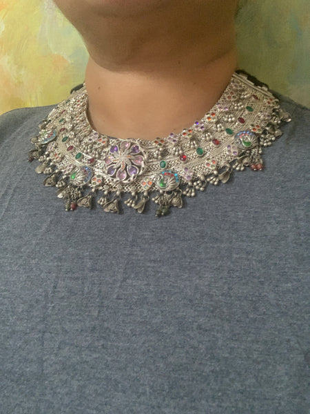 Statement Silver Collar Necklace