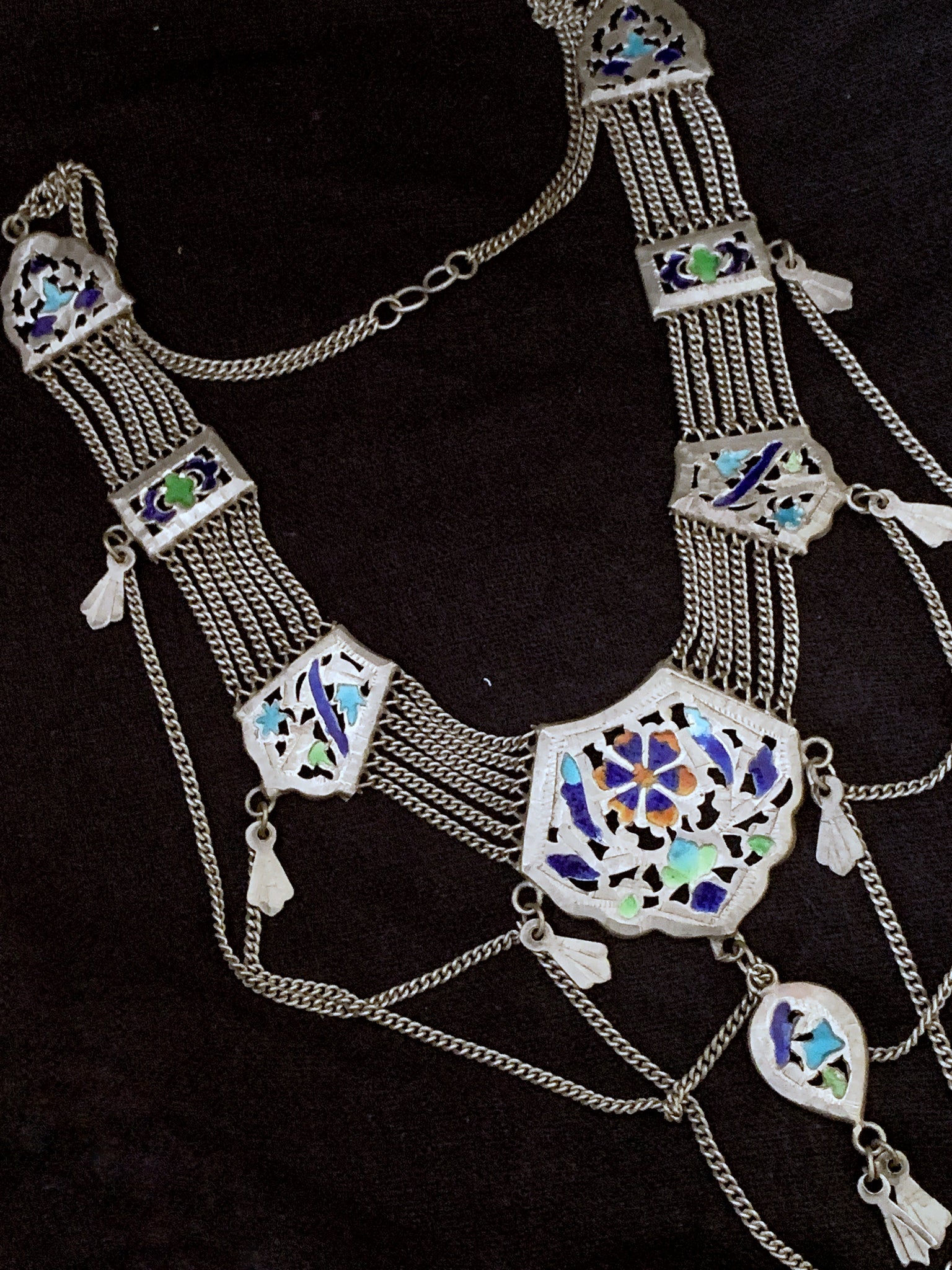 Vintage Silver Enamelled Necklace