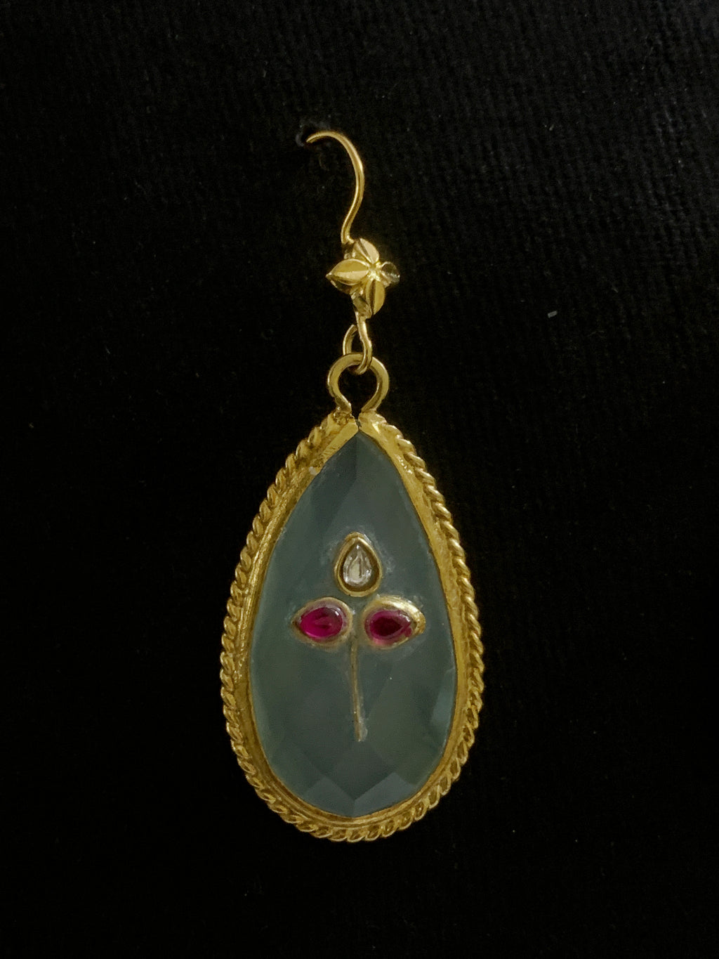 Jade Silver Kundan Earrings