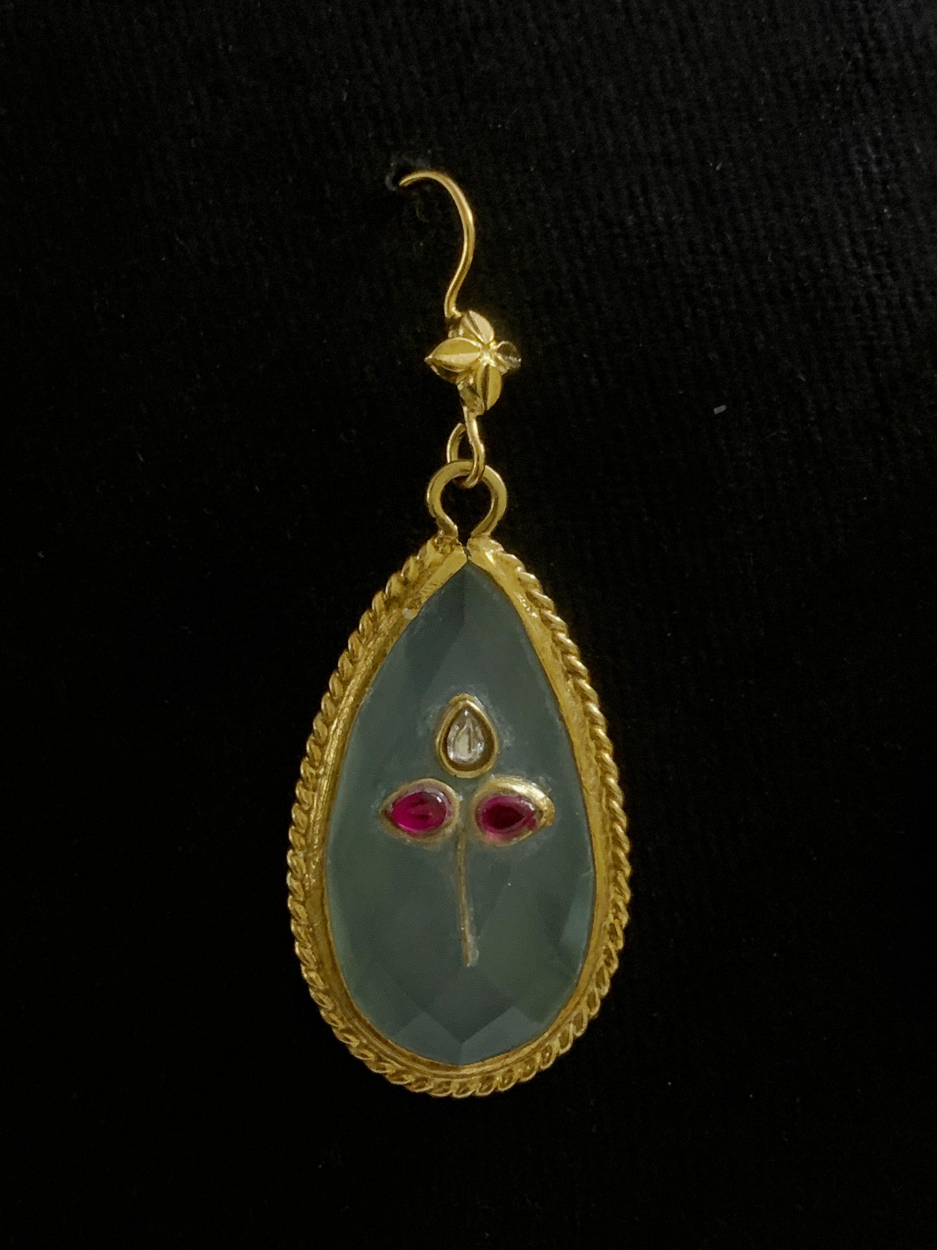 Jade Silver Kundan Earrings