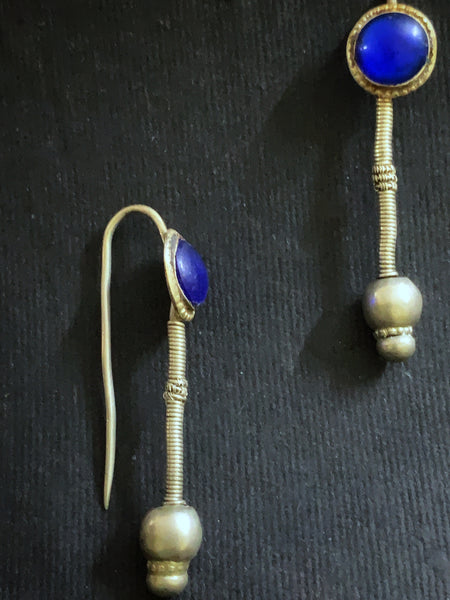 Vintage Blue Glass Earrings