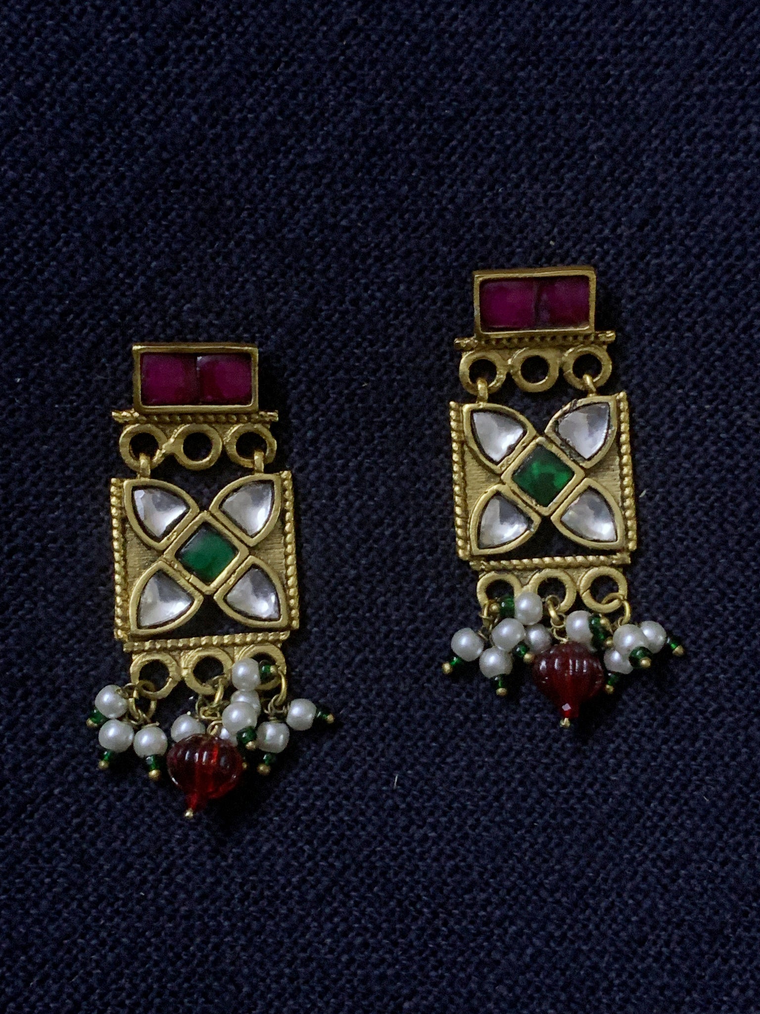 Kundan Gold Polish Earrings