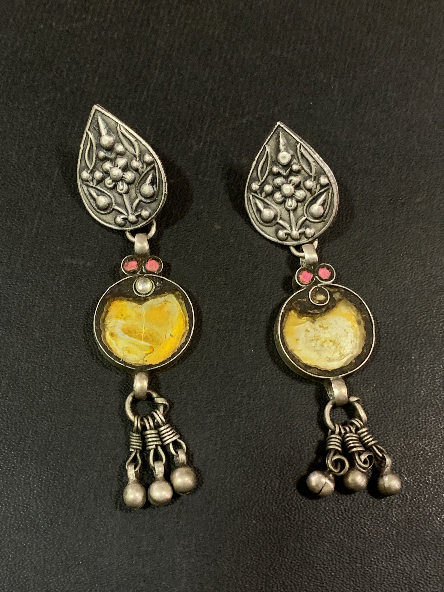 Vintage Silver Glass Earrings
