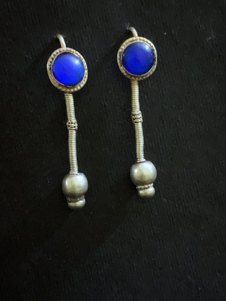 Vintage Blue Glass Earrings