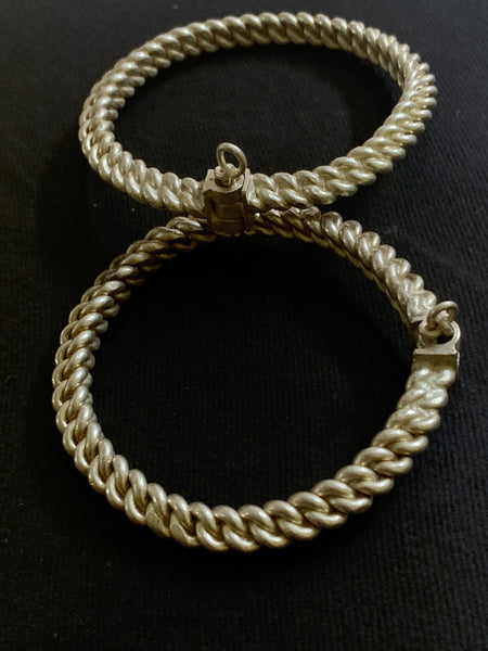 Vintage Silver Hand Braided Bangles