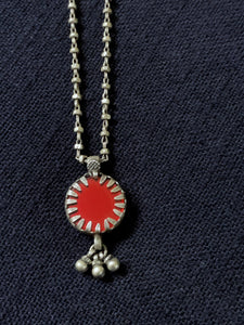 Silver Red Round Pendant