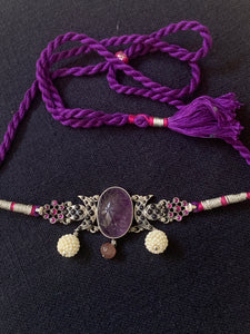 Amethyst With Blue Spinel Choker