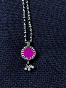 Silver Round Pink Pendant